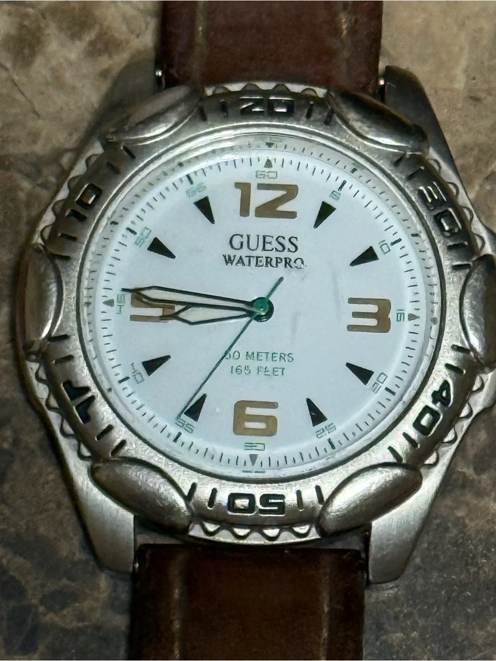 Vintage 1990s Men's Guess Waterpro Quartz Wristwatch 35mm , Japan Movement.